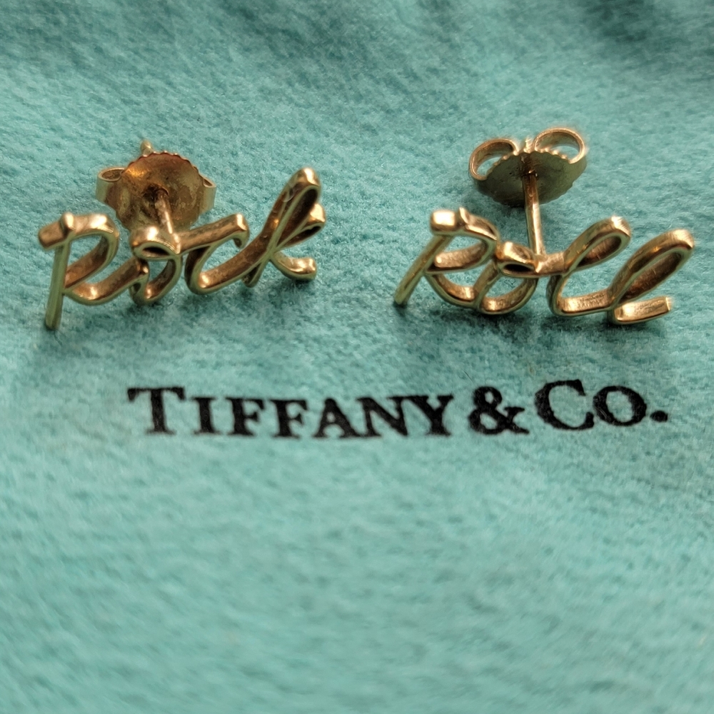 Tiffany Palomas Graffiti Rock and Roll Earrings rose gold
